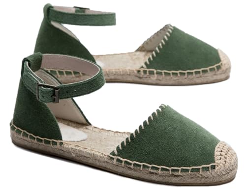 Image of Women's Espadrille FLat Sandals Closed Toe Ankle Wrap,Classic Lace Up Summer Dressy Flat Shoes