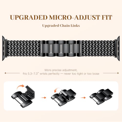 Image of Metal Band Compatible with Apple Watch Bands for Women 40mm 41mm 42mm 38mm 44mm 45mm 46mm 49mm, Dressy Stainless Steel Link Bracelet, Designer Strap for iWatch Series 11 /SE /10 /9 /8 /7 /6 /5 /4 /3 /2 /1 /Ultra