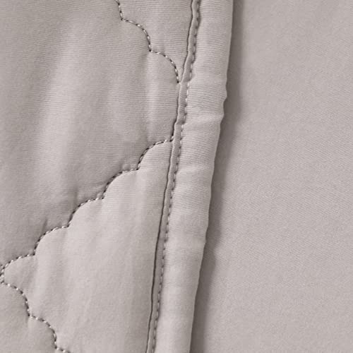 FLXXIE 4 Pieces Toddler Bedding Set, Soft and Breathable Microfiber Crib Sheet Set, Includes Quilted Comforter, Flat Top Sheet, Fitted Sheet, Envelope Pillow Case for Boys and Girls, Somke Grey
