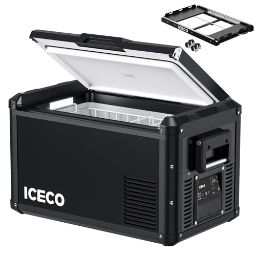 Image of ICECO VL35 ProS Portable Refrigerator, 12V Fridge Powered by SECOP, 37 Quarts Steel Compact Freezer, Multi-directional Lid, DC 12 /24V, AC 110 /240V, 0℉ to 50℉, Travel, Car, RV Use, With Slide Mount