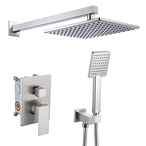 KES Shower System Shower Faucet Set Shower Valve And Trim Kit Rain Shower Head with Handheld Brushed Finish, XBN6223-BN