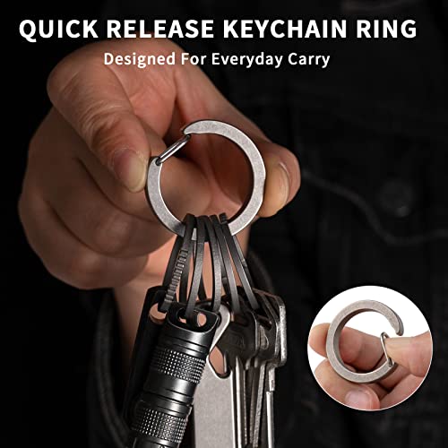 Image of TISUR Titanium Keychain Rings,Carabiner Dog Tag Key Chain Rings