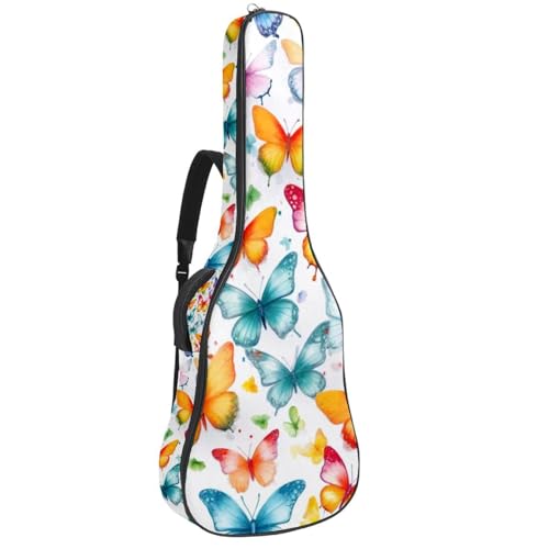 Housse pour guitare acoustique en tissu Oxford étanche avec motif papillons
