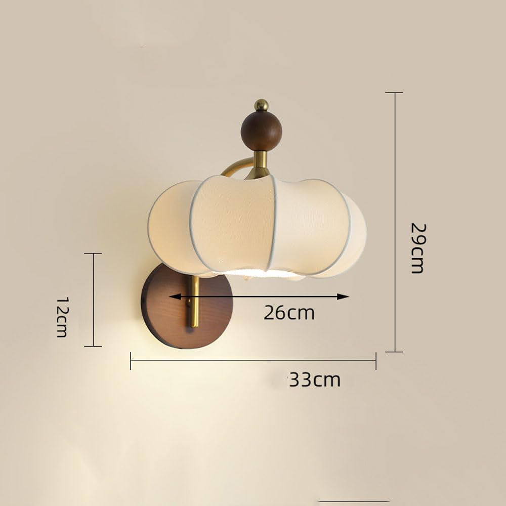 Mic Century Modern Wall Light for Bedroom White Vintage Wall Sconce Small Pumpkin-Shape Wall Mounted Lamp French Gold Wall Lighting Fixture for Living Room Corridor Loft Home Decor