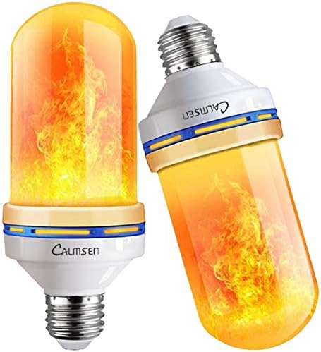 Calmsen LED Flame Effect Fire Light Bulb, 4 Modes Flickering Fire Christmas Decorations Lights, E26 Base Flame Bulb with Upside Down Effect for Christmas, Party, Indoor Outdoor Home(2 Pack)