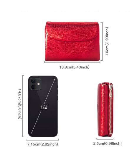 Genuine Leather Short Wallet, Women's Glossy Small Wallet, Women's Top Layer Cowhide Zero Wallet Card Bag(white-Dinosaur Doodle4)3