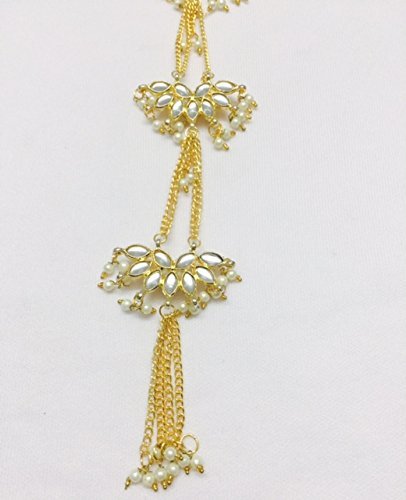Kundan Kurti Front pati kaaz Hanging Decorative Buttons (Golden)-image-11