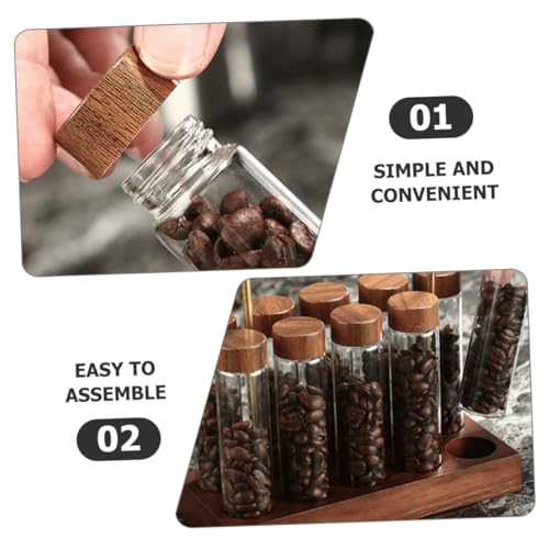 Tubo de almacenamiento para café con soporte de madera nogal miniatura 7