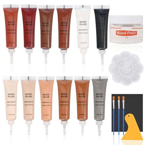 Wood Filler Repair Kit, 12 Colors Filler with Putty for