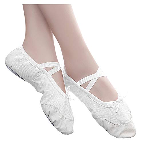 Kids Slippers, Girls Ballet Elastic Band Dance Shoes Canvas Gymnastics Flats Split Sole Shoes3