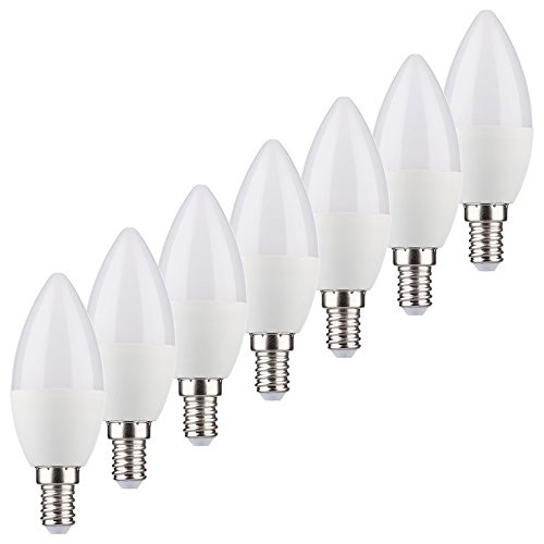 Müller-Licht 400246u00a0_ Set A +, 7u00a0Kit hd95u00a0de forme de bougie LED équivalent 37u00a0W, Plastique, 5,5u00a0W, E14, Blanc, 3,7u00a0x 3,7u00a0x 10u00a0cm