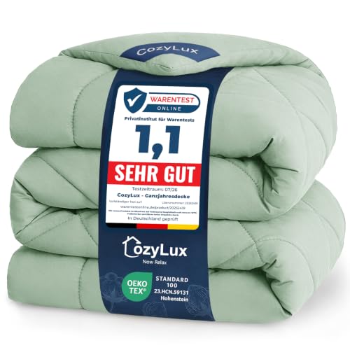 CozyLux Bettdecke 155x220 cm Salbeigrün für 4 Jahreszeiten – Ansicht 1