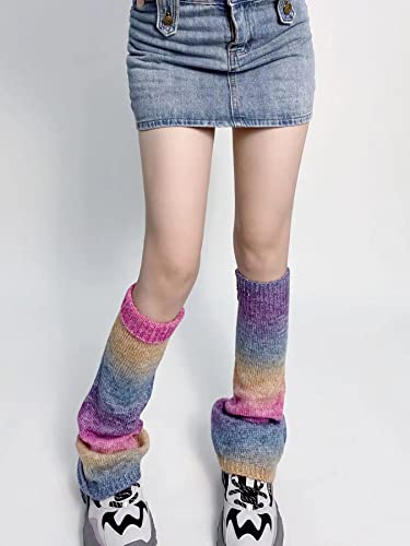 Image of WODECASA Girls Kawaii Leg Warmers Knitted Flared Leg Sleeves Goth Crochet Baggy Cuff Ankle Heap Socks