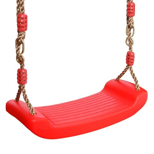 Favuit Kids Swing Seat, Tree Swing Seat Heavy-Duty Plastic Weather-Resistant Child Garden Swing Chair with Adjustable Rope for Outdoor Indoor Playsets Climbing Frames (Red)