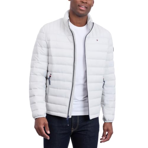 Image of Tommy Hilfiger Mens Embroidered Logo Puffer Jacket