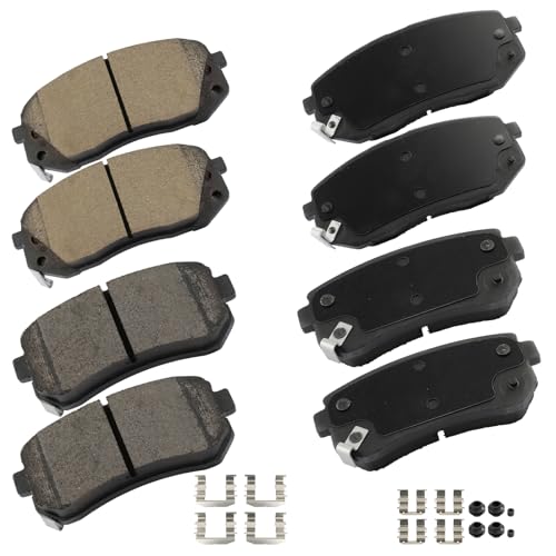 Image of cciyu D1295 D1398 Brake Pads w /Hardware Front Rear Disc Brake Pad Set | Fit For Hyundai For Tucson 2010-2017,For Kia For Cadenza 2014-2016,For Sportage 2011-2015