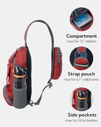 Image of WATERFLY Packable Small Crossbody Sling Backpack Shoulder Chest Bag Daypack for Hiking Traveling