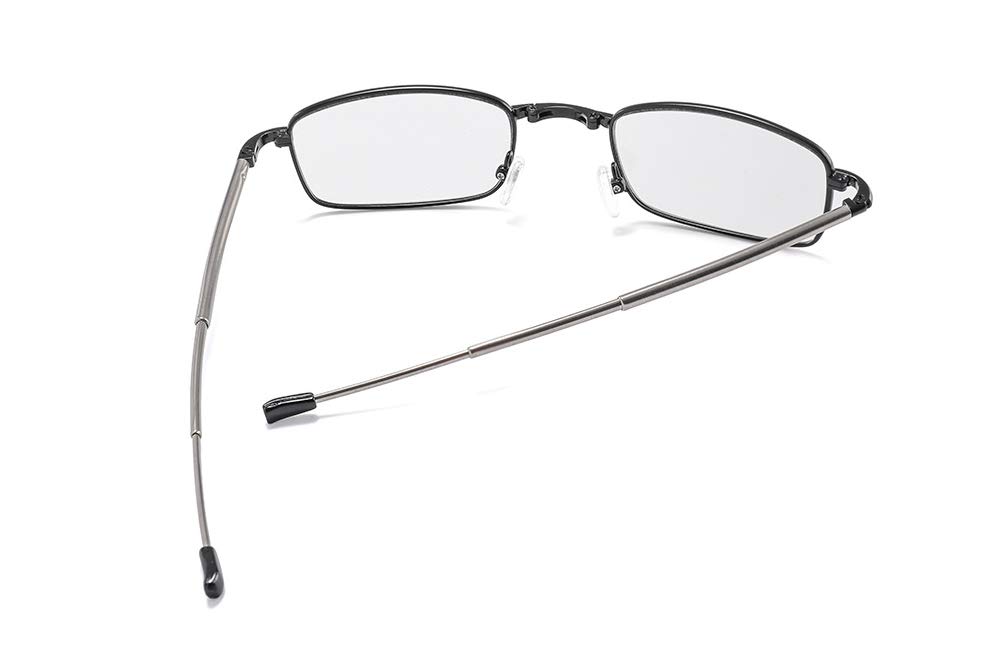 Lesebrille mit Tasche – Faltbare tragbare Lesegeräte für Männer und Frauen – 2-in-1-Sonnenbrille mit Metallrahmen und Lesebrille,Gold,+1.00