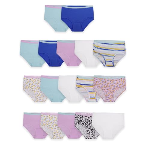 Fruit of the Loom Girls' Cotton Brief Underwear, 14+3 Bonus Pack Size 8 Assorted