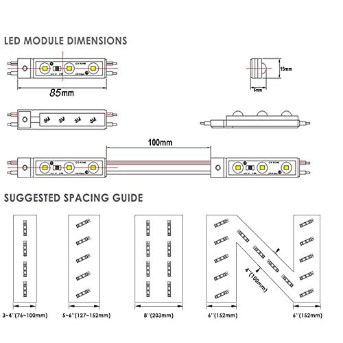 Teinewby Led Module,Teinewby Led Window Light White 100Pcs 49.8 Ft 2835 Smd 150Lm Per Led Module Ip65 Waterproof Decorative Light For Letter Sign Advertising Signs With Tape Adhesive Backside thumb #1