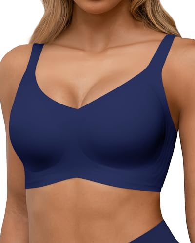 Image of HORISUN Seamless Bras Full Coverage Wireless Push Up Bra for Women No Underwire Comfort V Neck Bralettes with Support