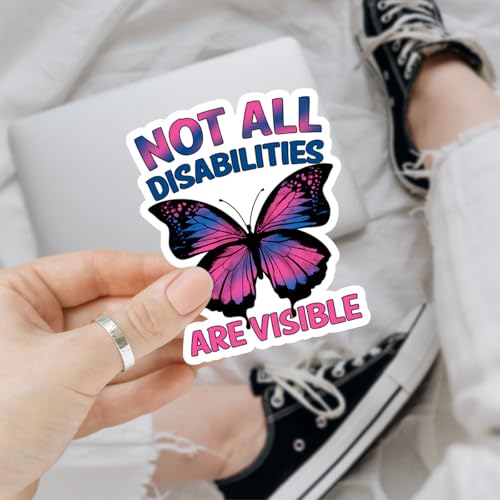 Image of (3Pcs) Not All Disabilities are Visible Butterfly Sticker, Dysautonomia Awareness Vinyl Sticker, Invisible Illness Stickers, Mental Health Decal - Sticker for Laptop Water Bottle Phone Hard Hat 3 inch