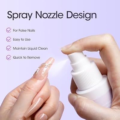 Gellen 2 Pack 60ML Solid Gel Nail Glue Remover Spray For Press-on Nails, Nail-friendly Glue-off Remover for Artificial False Acrylic Nails, Acetone Free Nail Glue Debonder with Stick
