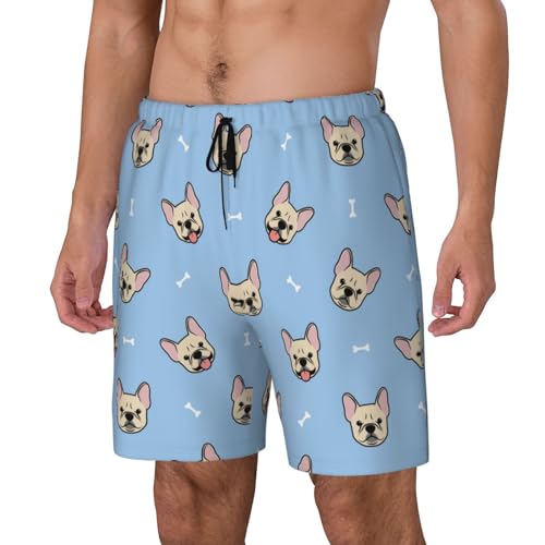 Cute French Bulldog Funny Men's Swim Trunks Board Shorts Quick Dry-2