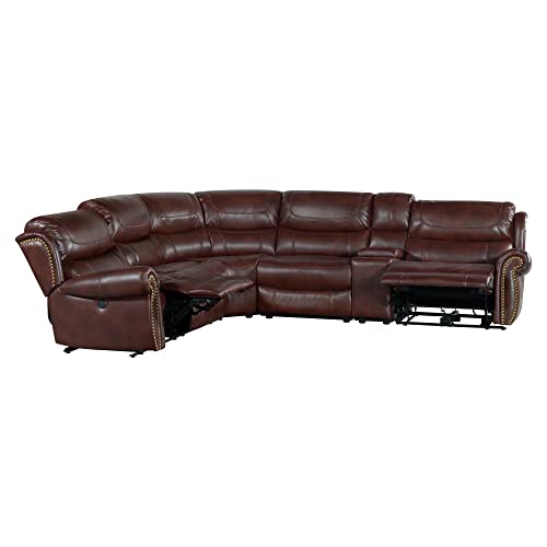 Intercon Hyde Park 6-Piece Recliner Cushion Back, Mahogany Sectional, Mahogony