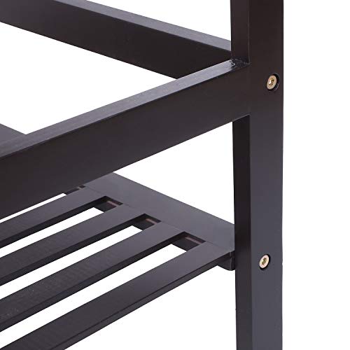HOMFA Bamboo 4 Shelf Bookcase, Multifunctional Ladder Shaped Plant Flower Stand Rack Book Rack Storage Shelves, Dark Brown