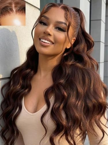 Nadula 13x4 HD Auburn Brown Loose Wave Drawstring Wigs Human
