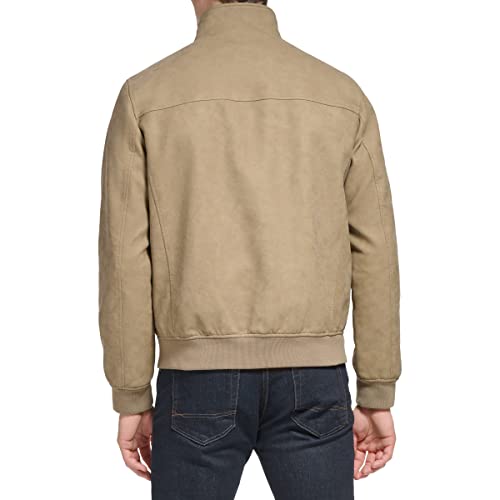 Tommy Hilfiger Men's Faux Leather Bomber Jacket, Sand #TOP3