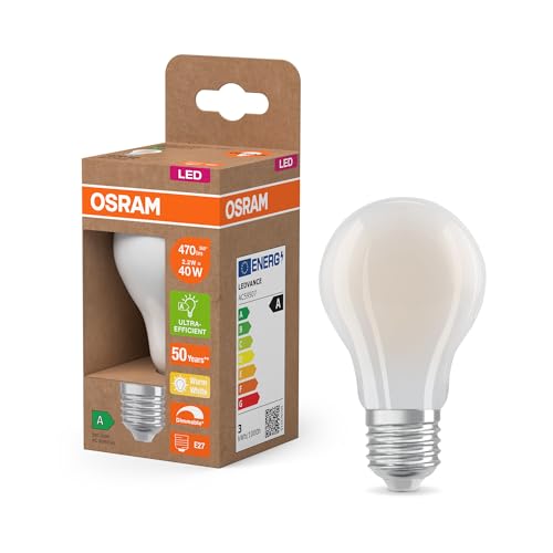 Energy Class nella classica forma a lampadina 2.2 W 470 lm EEK A luce calda 2700 K CRI 80 in vetro smerigliato senza attacco E27 IP20 60 mm DM dim 6- pacchetto bianco piombo