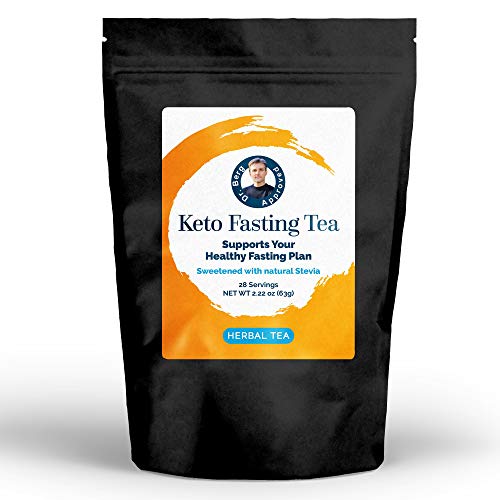 Dr. Berg's Keto Fasting Tea (Sweetened) Caffeine-Free - Appetite Suppressant Rooibos Herbal Slimming Drink Mix Teas - Help Reduce Hunger, Metabolism & Energy Support - Dietary Supplement (Solo)