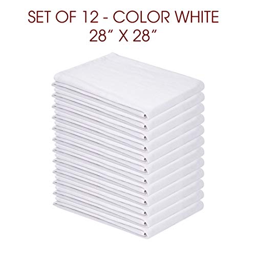 Talvania Classic White Flour Sack Towels - 12-Pack of 100% Ring Spun Cotton Extra Thick Home Kitchen Dish Towel. Soft Absorbent Dish Towels - Lint Free Measures 28” X 28” Tea Towel (Herringbone) - Thumbnail 2