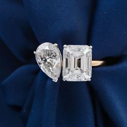 Bague moissanite en argent 925 et or 14k | Éclat joaillerie