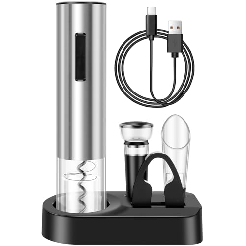 charging Electric Wine Opener Set Multipurpose Wine Bottle Corkscrew Openers Time Saving Cordless Electric Wine Bottle Openers Battery Operated Corkscrew with Foil Cutter for Home Party