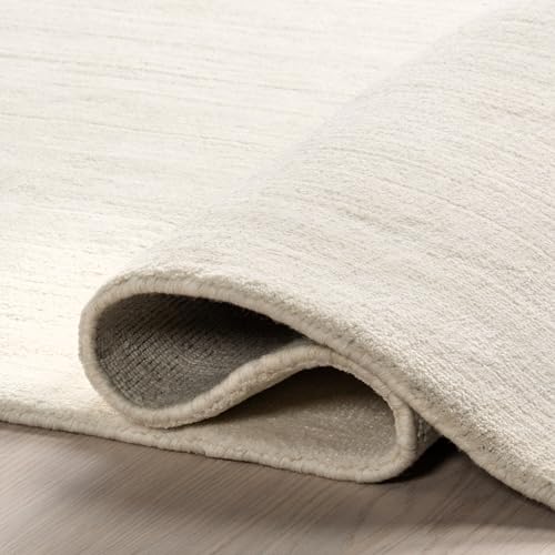 Image of Nuloom Speckled Alabaster Solid Flatweave Wool Area Rug, 9' x 12' | Nuloom Speckled Solid 9' x 12' Wool Area Rug for Living Room Bedroom Dining Room, Alabaster