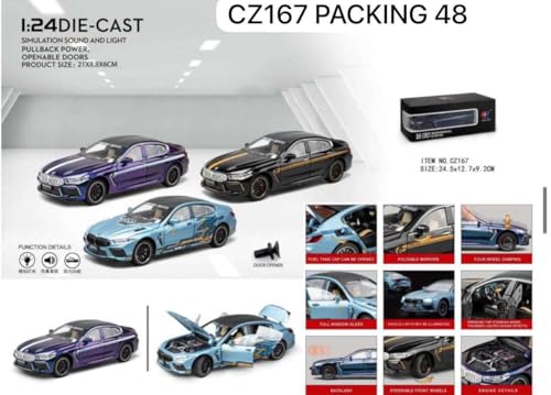 Image of 1:24 B-M-W MH8-800 Toy Car Model, Diecast Collectible Pull Back Model Car with Sound and Light, Toy Gift Vehicles for Adults Kids Boys Girls【Color As Per Stock】