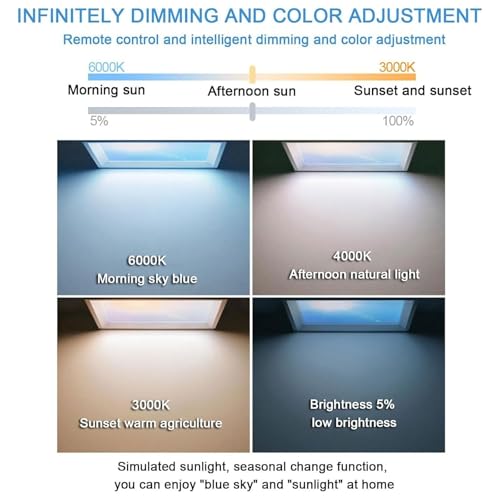 Plafonnier LED encastré pour bureau Smart Blue Sky avec télécommande - 4