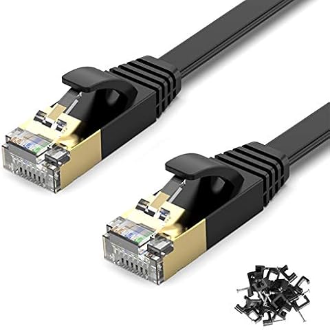 Netzwerkkabel 20 Meter LAN Kabel Cat 7, Hochgeschwindigkeits 600 MHz 10000 Mbit/s Ethernet Kabel Cat7 Flasch Internet Kabel für Router/Modem/Switch/PS4/Xbox Schwarz Cover