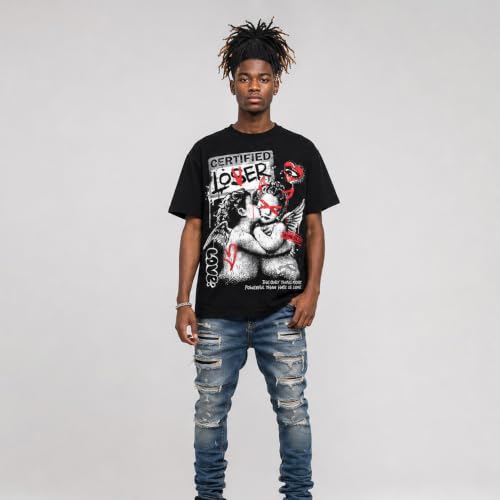 Image of DopeSkill Graphic Tee Streetwear Hip Hop Hypebeast Street Style Crew Neck Unisex T-Shirt Sneaker Colour Matching Shirts Angel