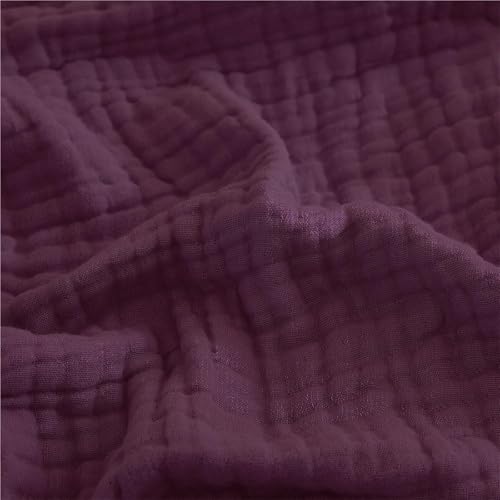Tissu gaze double couche 100% coton crêpe violet foncé de qualité supérieure 500x135cm