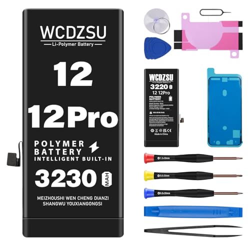 WCDZSU Battery Replacement for iPhone 12 12 Pro 3230mAh New 0 Cycle High Capacity Li-Polymer Battery for iPhone 12 Pro 12 with Full Tool Kit Model A2172 A2402 A2404 A2403 A2341 A2406 A2408 A2407