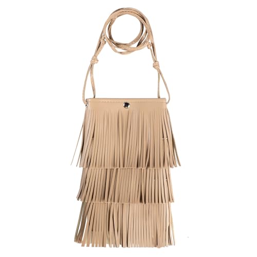 Fashion Multilayer Tassel Cell Phone Purse Leather Fringe Small Crossbody Bag with Adjustable Strap for Women Girls4