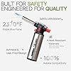 Jo Chef Kitchen Torch with Butane Included – Refillable Lighter with Safety Lock & Adjustable Flame, Blow Culinary Torch for Cooking, BBQ, Creme Brulee, DIY and Soldering - 1 Can (3.38oz) Included #2