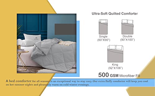 Image of Filbert - Super Comfort Microfiber 500 GSM Double Bed Comforter for Heavy Winter Blanket Quilt Diamond Stitch (90 inch x 100 inch Inches /228cm x 254cm) - Comforter Double Bed|Dark Grey