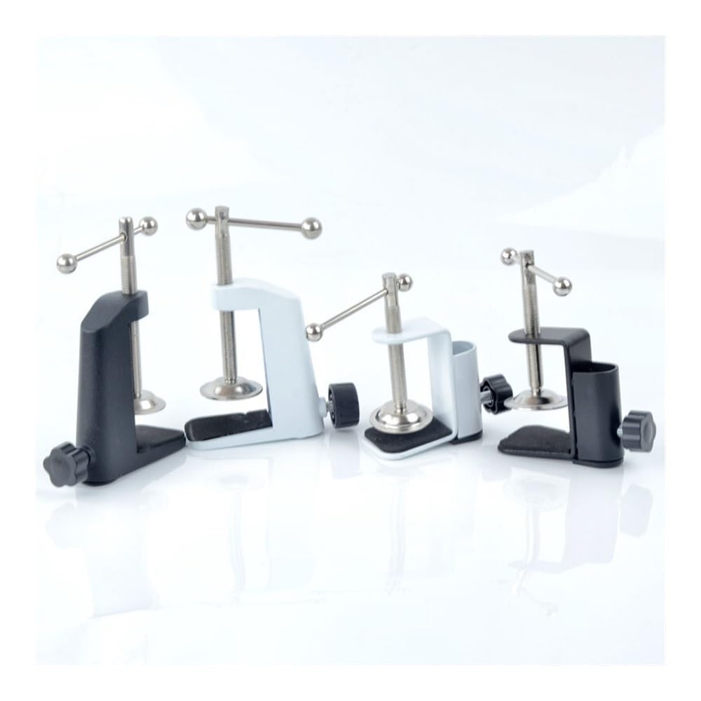 Microscope Table Lamp Clamp Desk Anti Slip Tools Hardware Stainless Steel Swing Arm Fixed Base Home Bracket Holder Portable(Large Size-Black)