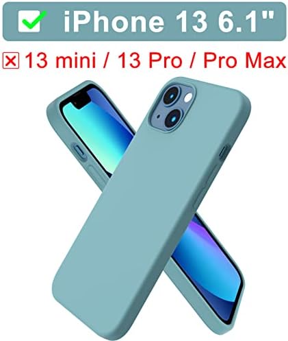 ORNARTO Compatible with iPhone 13 Case 6.1, Slim Liquid Silicone 3 Layers Full Covered Soft Gel Rubber Case Cover 6.1 inch-Blue