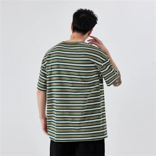 T-shirt d'été à rayures amples col rond et manches courtes casual - 2